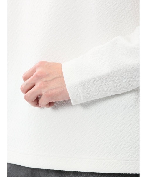 TAKA-Q(タカキュー)の「【ストレッチ イージーケア】タカキュー ジオメトリック ジャガード クルーネック 長袖 Tシャツ(Tシャツ/カットソー・メンズ・ホワイト/ブラック・MEDIUM/LARGE/X-LARGE)」の14枚目の写真