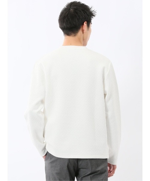 TAKA-Q(タカキュー)の「【ストレッチ イージーケア】タカキュー ジオメトリック ジャガード クルーネック 長袖 Tシャツ(Tシャツ/カットソー・メンズ・ホワイト/ブラック・MEDIUM/LARGE/X-LARGE)」の16枚目の写真