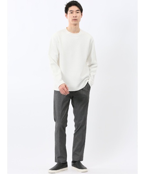 TAKA-Q(タカキュー)の「【ストレッチ イージーケア】タカキュー ジオメトリック ジャガード クルーネック 長袖 Tシャツ(Tシャツ/カットソー・メンズ・ホワイト/ブラック・MEDIUM/LARGE/X-LARGE)」の18枚目の写真