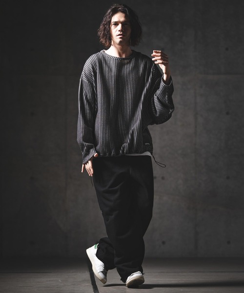 GLIMCLAP(グリムクラップ)の「mp14553-Printed Design Sweat Pants スウェットトラックパンツ(201-018-gls-cg)(スウェットパンツ・メンズ・オフホワイト/ミックスグレー/ブラック/チャコール・L/M/S)」の6枚目の写真