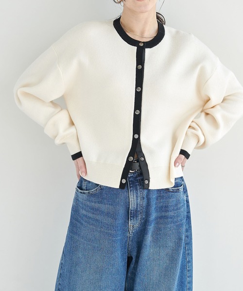 N.O.R.C(ノーク)の「【ZOZO限定】ファンクションイージーバイカラーニットカーディガン(ニット/セーター・レディース・グレー×ホワイト/ホワイト×ブラック・フリー)」の1枚目の写真