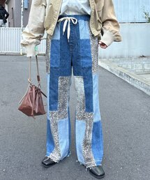 etsinta | 【etsinta/エシンタ】デニムパッチワークフレアパンツ(デニムパンツ)