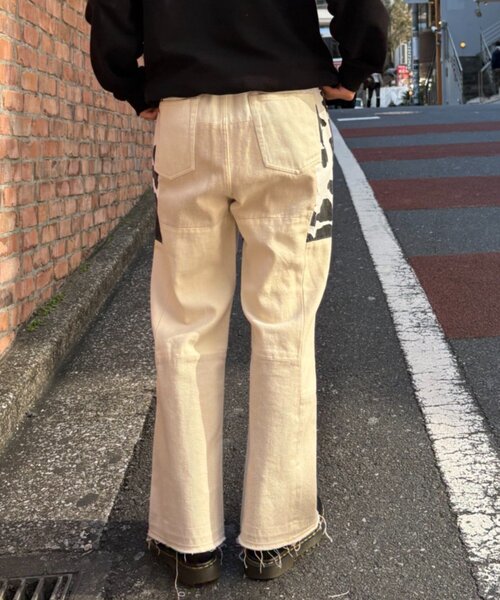 etsinta（エシンタ）の「【etsinta/エシンタ】デニムパッチワークフレアパンツ（デニムパンツ・レディース・オフホワイト/インディゴブルー・ONE SIZE）」の5枚目の写真