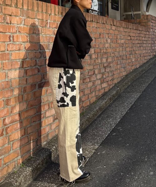 etsinta（エシンタ）の「【etsinta/エシンタ】デニムパッチワークフレアパンツ（デニムパンツ・レディース・オフホワイト/インディゴブルー・ONE SIZE）」の8枚目の写真