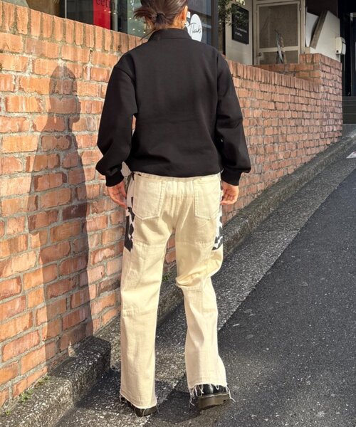 etsinta（エシンタ）の「【etsinta/エシンタ】デニムパッチワークフレアパンツ（デニムパンツ・レディース・オフホワイト/インディゴブルー・ONE SIZE）」の9枚目の写真