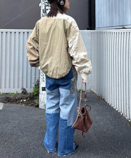 etsinta（エシンタ）の「【etsinta/エシンタ】デニムパッチワークフレアパンツ（デニムパンツ・レディース・オフホワイト/インディゴブルー・ONE SIZE）」の16枚目の写真