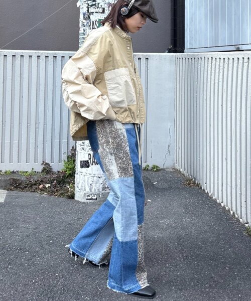 etsinta（エシンタ）の「【etsinta/エシンタ】デニムパッチワークフレアパンツ（デニムパンツ・レディース・オフホワイト/インディゴブルー・ONE SIZE）」の17枚目の写真