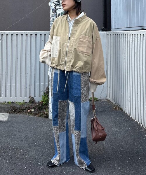 etsinta（エシンタ）の「【etsinta/エシンタ】デニムパッチワークフレアパンツ（デニムパンツ・レディース・オフホワイト/インディゴブルー・ONE SIZE）」の18枚目の写真