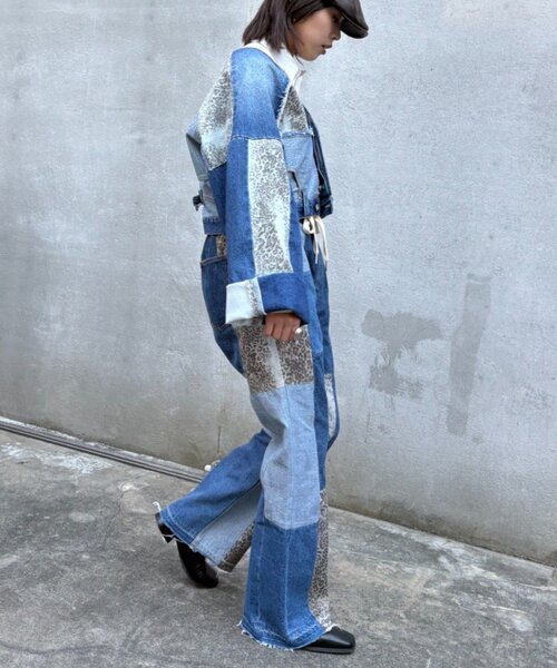 etsinta（エシンタ）の「【etsinta/エシンタ】デニムパッチワークフレアパンツ（デニムパンツ・レディース・オフホワイト/インディゴブルー・ONE SIZE）」の22枚目の写真