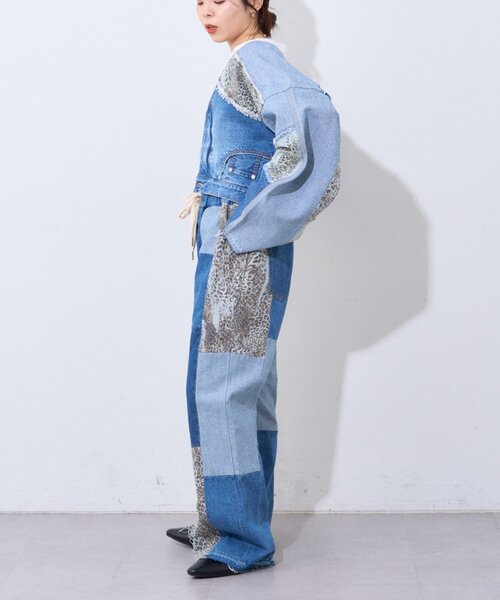 etsinta（エシンタ）の「【etsinta/エシンタ】デニムパッチワークフレアパンツ（デニムパンツ・レディース・オフホワイト/インディゴブルー・ONE SIZE）」の17枚目の写真