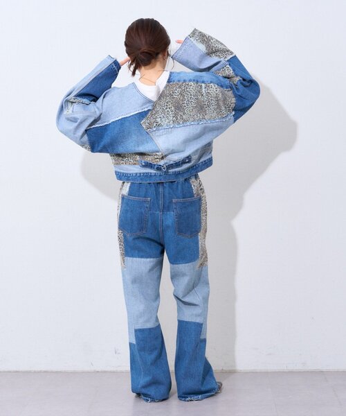 etsinta（エシンタ）の「【etsinta/エシンタ】デニムパッチワークフレアパンツ（デニムパンツ・レディース・オフホワイト/インディゴブルー・ONE SIZE）」の18枚目の写真
