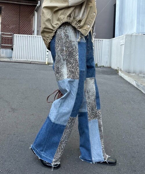 etsinta（エシンタ）の「【etsinta/エシンタ】デニムパッチワークフレアパンツ（デニムパンツ・レディース・オフホワイト/インディゴブルー・ONE SIZE）」の20枚目の写真