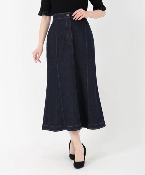 STRAWBERRY-FIELDS（ストロベリーフィールズ）の「アリコットストレッチ_デニムマーメイドスカート（デニムスカート・レディース・ワンウォッシュ/インディゴブルー・2/1）」の3枚目の写真