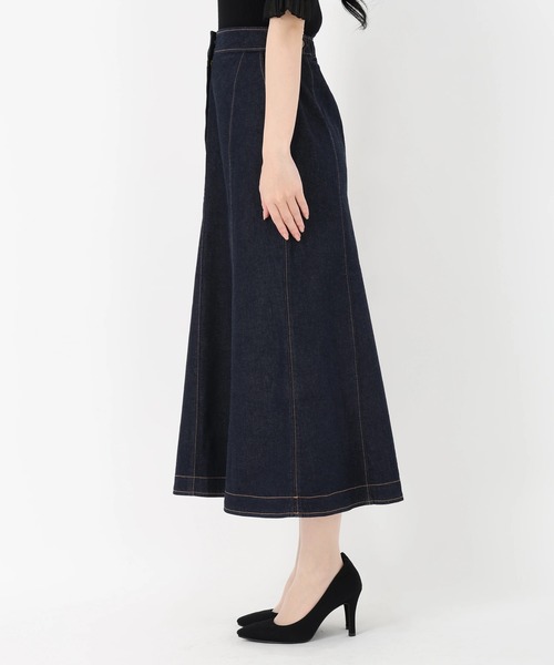 STRAWBERRY-FIELDS（ストロベリーフィールズ）の「アリコットストレッチ_デニムマーメイドスカート（デニムスカート・レディース・ワンウォッシュ/インディゴブルー・2/1）」の4枚目の写真