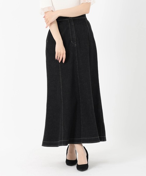 STRAWBERRY-FIELDS（ストロベリーフィールズ）の「アリコットストレッチ_デニムマーメイドスカート（デニムスカート・レディース・ワンウォッシュ/インディゴブルー・2/1）」の14枚目の写真