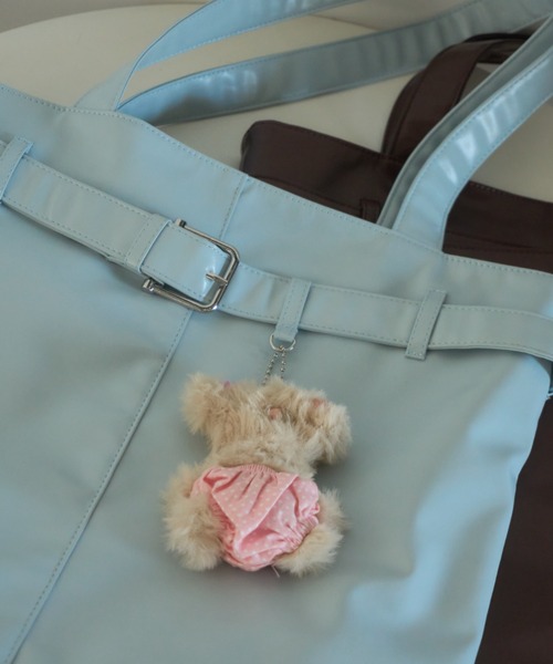 Birthday room（バースデイルーム）の「【A4サイズ/ジャンボうちわ収納可能】フェイクレザーベルトトートバッグ/Faux Leather Belt Tote Bag（トートバッグ・レディース・ライトブルー/ブラック/チョコ・FREE）」の20枚目の写真