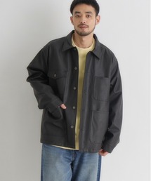 BACK NUMBER | 【BACK NUMBER】フェイクレザーカバーオール (シャツジャケット / レギュラーフィット / デイリーユース)(カバーオール)