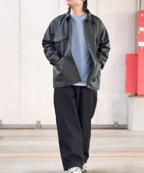 BACK NUMBER（バックナンバー）の「【BACK NUMBER】フェイクレザーカバーオール (シャツジャケット / レギュラーフィット / デイリーユース)（カバーオール・メンズ・ブラック・XL/S/M/L）」の11枚目の写真