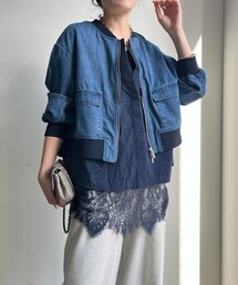 DouDou | 【WEB限定】異素材切替デニムブルゾン(その他アウター)