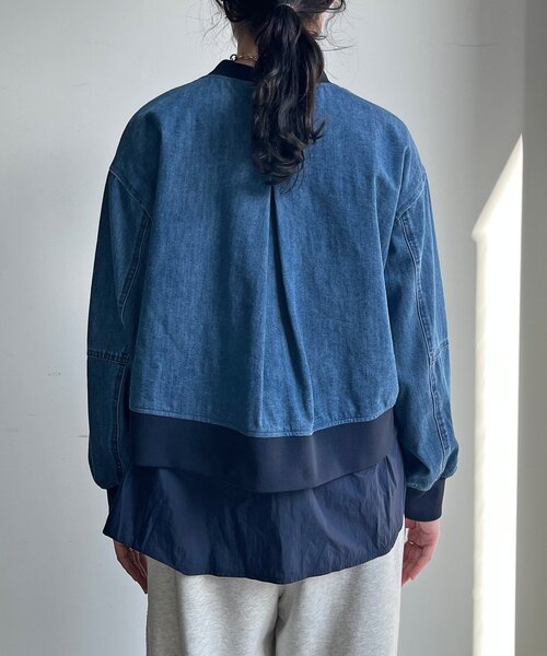 DouDou（ドゥドゥ）の「【WEB限定】異素材切替デニムブルゾン（その他アウター・レディース・ブルー・FREE）」の13枚目の写真