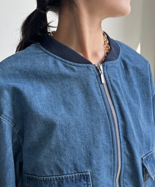 DouDou（ドゥドゥ）の「【WEB限定】異素材切替デニムブルゾン（その他アウター・レディース・ブルー・FREE）」の14枚目の写真