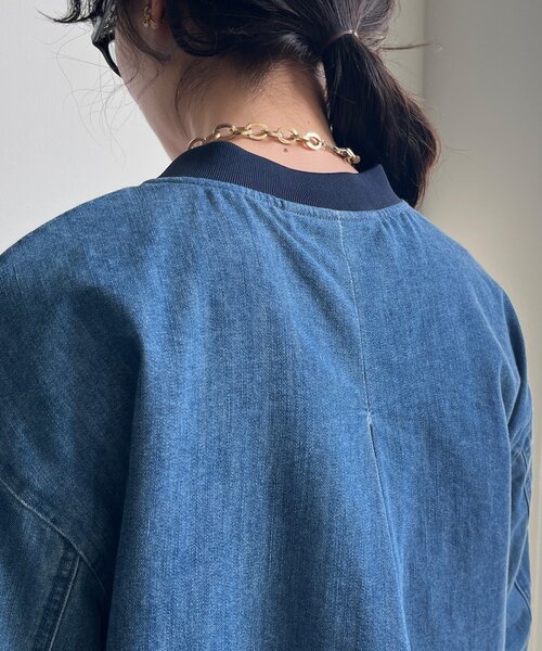DouDou（ドゥドゥ）の「【WEB限定】異素材切替デニムブルゾン（その他アウター・レディース・ブルー・FREE）」の15枚目の写真
