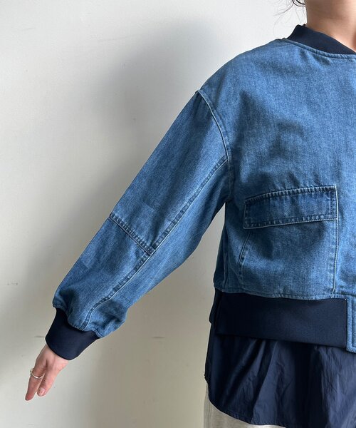 DouDou（ドゥドゥ）の「【WEB限定】異素材切替デニムブルゾン（その他アウター・レディース・ブルー・FREE）」の17枚目の写真