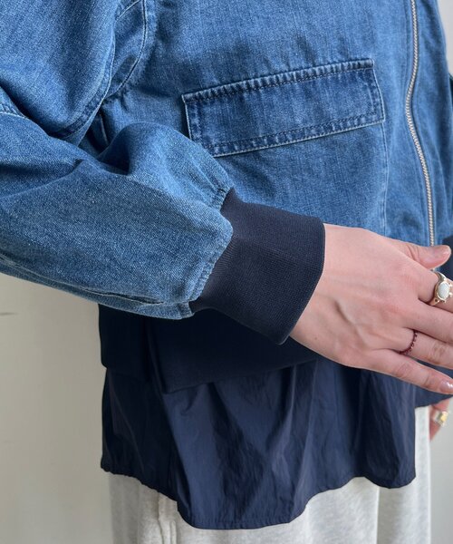 DouDou（ドゥドゥ）の「【WEB限定】異素材切替デニムブルゾン（その他アウター・レディース・ブルー・FREE）」の18枚目の写真