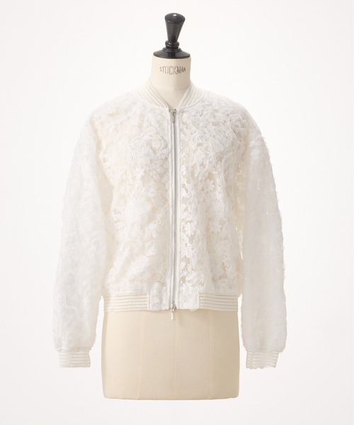 STRAWBERRY-FIELDS（ストロベリーフィールズ）の「ヴィオレッタ_チュールﾙ刺しゅうジップアップブルゾン（ブルゾン・レディース・オフホワイト/ブラック・2）」の4枚目の写真