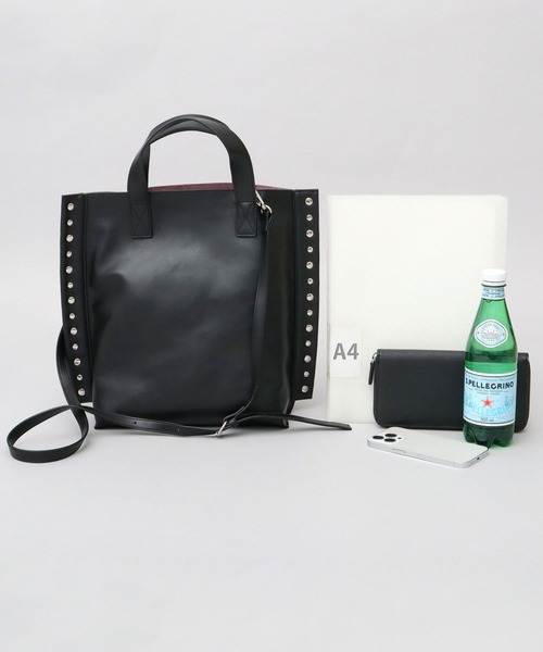 cheek（BAG）（チーク）の「2WAY ショルダートート リベット レザー調 トートバッグ（トートバッグ・レディース・シルバー/ブラック・FREE）」の9枚目の写真