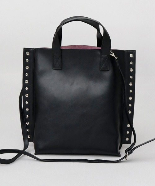 cheek（BAG）（チーク）の「2WAY ショルダートート リベット レザー調 トートバッグ（トートバッグ・レディース・シルバー/ブラック・FREE）」の16枚目の写真