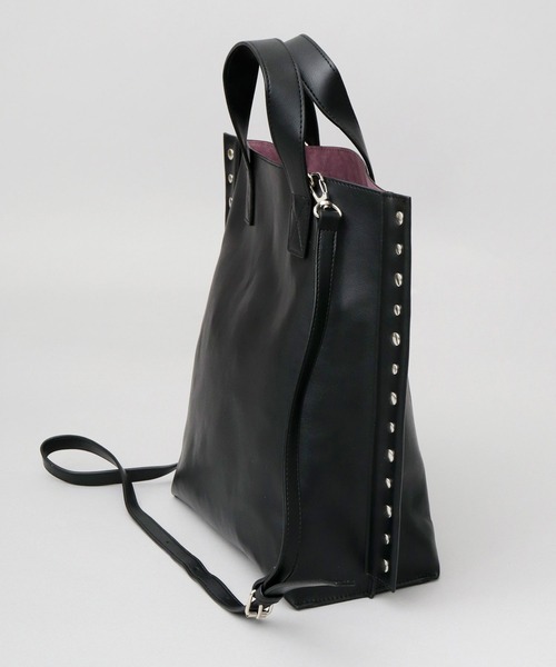 cheek（BAG）（チーク）の「2WAY ショルダートート リベット レザー調 トートバッグ（トートバッグ・レディース・シルバー/ブラック・FREE）」の17枚目の写真