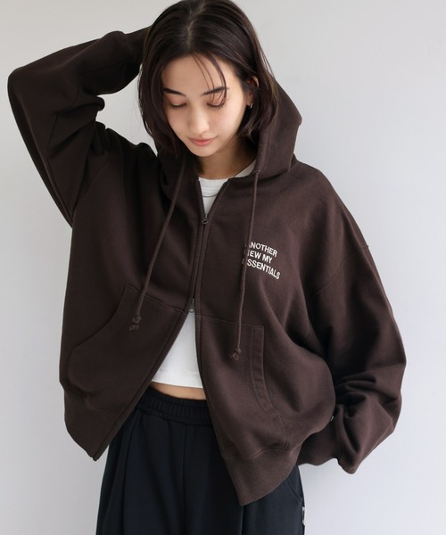 ANME（アンメ）の「ロゴ刺繍ANMEダブルジップスウェットパーカー（パーカー・レディース・ブラック/オートミール/ブラウン・M/L/XL）」の3枚目の写真