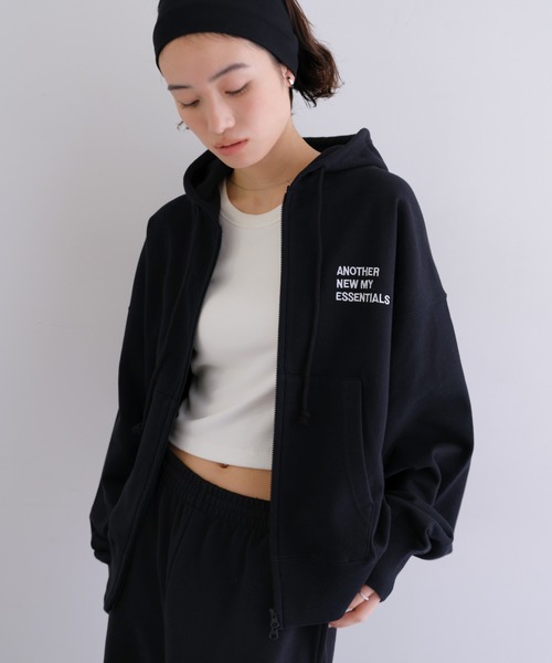 ANME（アンメ）の「ロゴ刺繍ANMEダブルジップスウェットパーカー（パーカー・レディース・ブラック/オートミール/ブラウン・M/L/XL）」の4枚目の写真