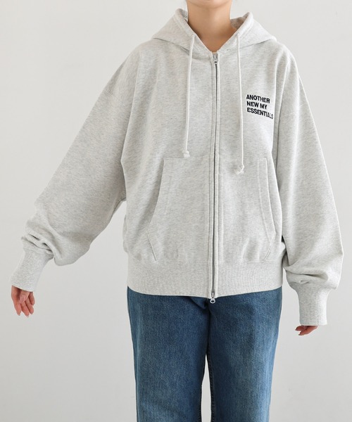 ANME（アンメ）の「ロゴ刺繍ANMEダブルジップスウェットパーカー（パーカー・レディース・ブラック/オートミール/ブラウン・M/L/XL）」の14枚目の写真