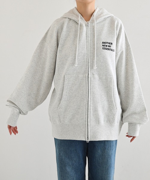 ANME（アンメ）の「ロゴ刺繍ANMEダブルジップスウェットパーカー（パーカー・レディース・ブラック/オートミール/ブラウン・M/L/XL）」の17枚目の写真