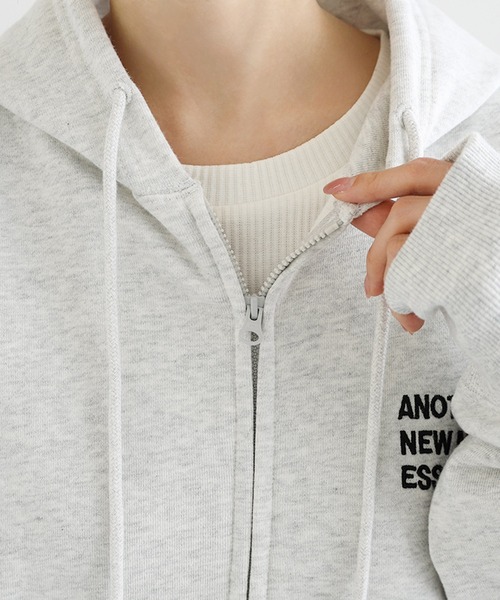 ANME（アンメ）の「ロゴ刺繍ANMEダブルジップスウェットパーカー（パーカー・レディース・ブラック/オートミール/ブラウン・M/L/XL）」の21枚目の写真