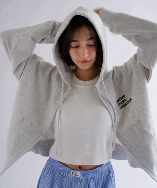 ANME（アンメ）の「ロゴ刺繍ANMEダブルジップスウェットパーカー（パーカー・レディース・ブラック/オートミール/ブラウン・M/L/XL）」の8枚目の写真