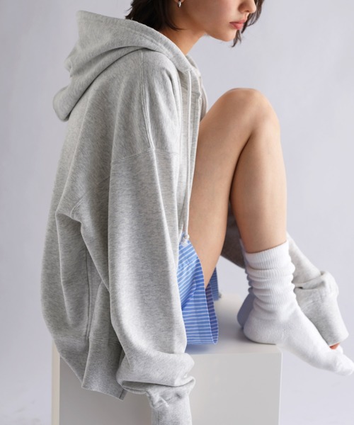 ANME（アンメ）の「ロゴ刺繍ANMEダブルジップスウェットパーカー（パーカー・レディース・ブラック/オートミール/ブラウン・M/L/XL）」の9枚目の写真