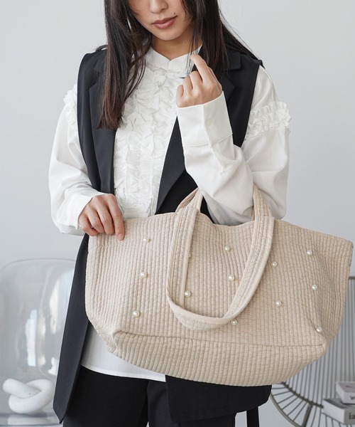 セール】パール付きヌビバッグ（トートバッグ）｜mili an deni