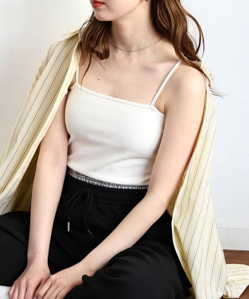 tiptop（ティップトップ）の「【ZOZO限定カラーあり】テレコアソートカップ付きキャミ（キャミソール・レディース・スミクロ/オレンジ/ホワイト系その他/ブラック/ブラック系その他2/オフホワイト/ブラック系その他/ブルー・FREE）」の9枚目の写真