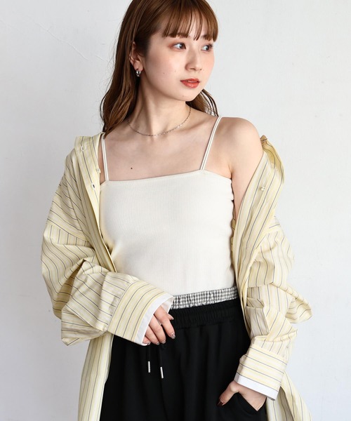 tiptop（ティップトップ）の「【ZOZO限定カラーあり】テレコアソートカップ付きキャミ（キャミソール・レディース・スミクロ/オレンジ/ホワイト系その他/ブラック/ブラック系その他2/オフホワイト/ブラック系その他/ブルー・FREE）」の10枚目の写真