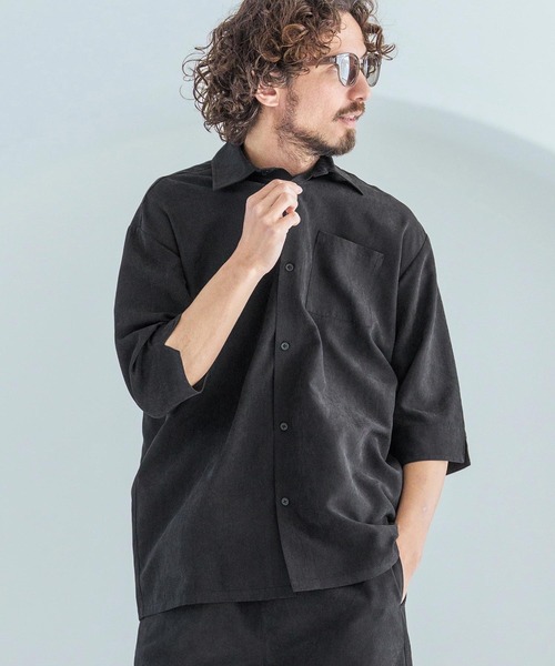 Magine（マージン）の「mhs2598-Poly Peach Relax Silhouette Five Sleeve Shirt 五分袖シャツ(MGN-261-002)（シャツ/ブラウス・メンズ・ベージュ/ブラック/ブルーグレー・48/46/44）」の15枚目の写真