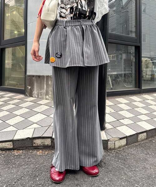 CIAOPANIC（チャオパニック）の「缶バッジSETレイヤードスラックス（その他パンツ・レディース・ネイビー/グレー・MEDIUM/SMALL）」の16枚目の写真