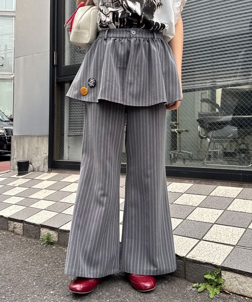 CIAOPANIC（チャオパニック）の「缶バッジSETレイヤードスラックス（その他パンツ・レディース・ネイビー/グレー・MEDIUM/SMALL）」の11枚目の写真