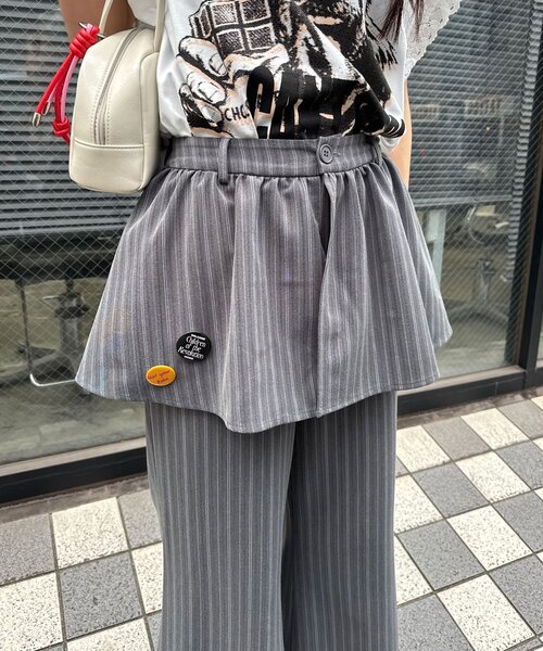 CIAOPANIC（チャオパニック）の「缶バッジSETレイヤードスラックス（その他パンツ・レディース・ネイビー/グレー・MEDIUM/SMALL）」の12枚目の写真