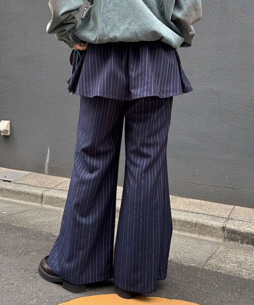 CIAOPANIC（チャオパニック）の「缶バッジSETレイヤードスラックス（その他パンツ・レディース・ネイビー/グレー・MEDIUM/SMALL）」の7枚目の写真