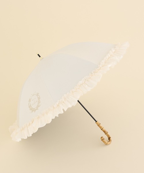 Maison de FLEUR（メゾンドフルール）の「遮光&UV CUT フリル傘（長傘・レディース・グレイッシュブルー/ピンク/アイボリー・FREE）」の2枚目の写真