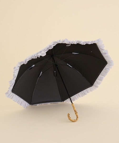 Maison de FLEUR（メゾンドフルール）の「遮光&UV CUT フリル傘（長傘・レディース・グレイッシュブルー/ピンク/アイボリー・FREE）」の5枚目の写真