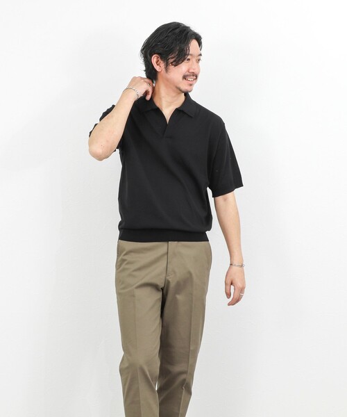 NOLLEY’S（ノーリーズ）の「ウォッシャブル 強撚シルクコットン 成型スキッパーニットポロ 26SS（ニット/セーター・メンズ・パープル/モカ/オレンジ/ブラック・L/M/S）」の5枚目の写真